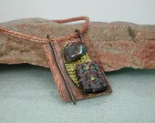 Tribal Look Pendant Mixed Media Cold Connected Rustic Mixed Metal Agate Stone