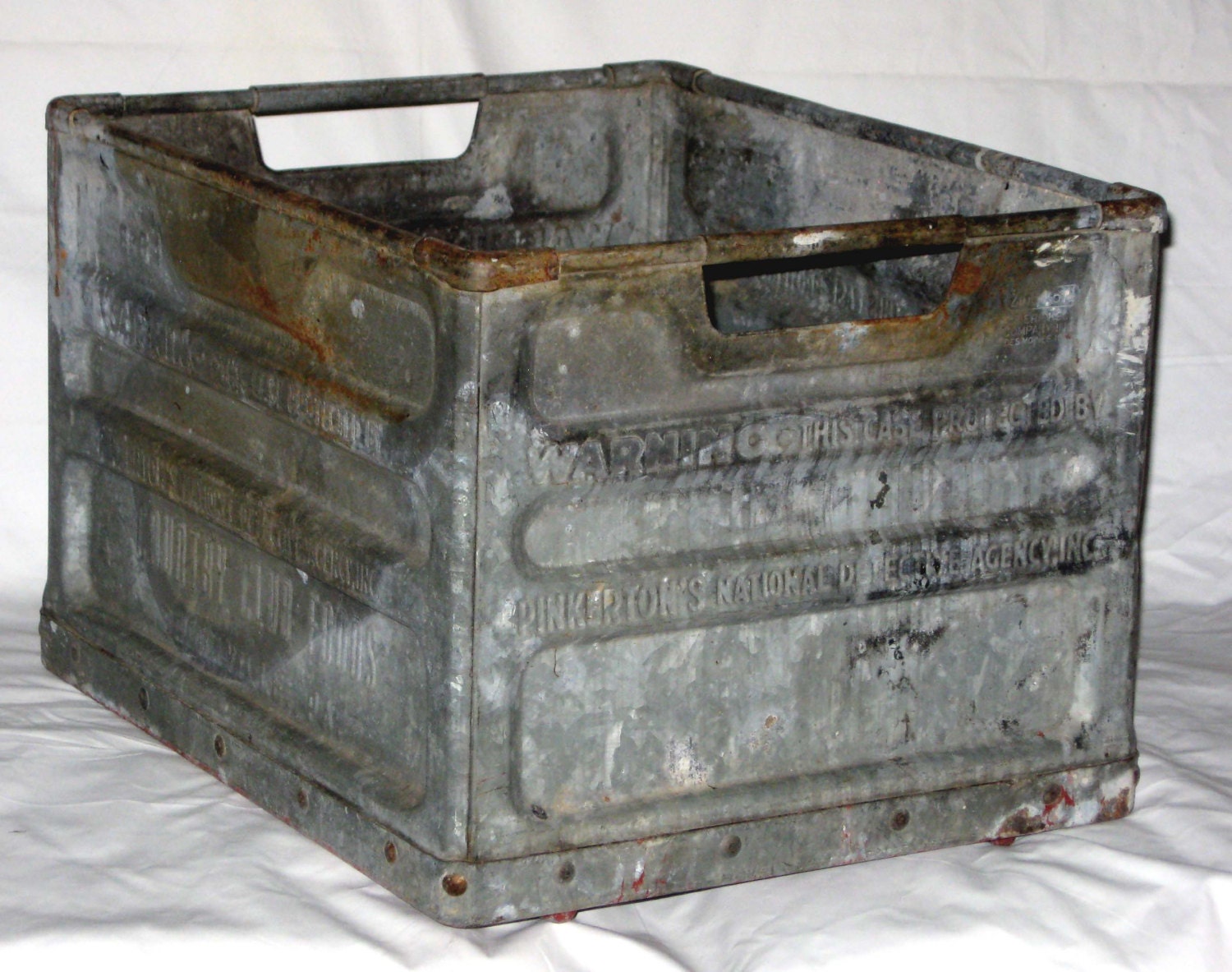 Vintage metal milk crate