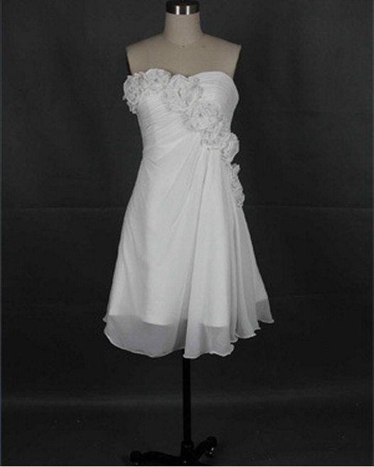 New Arrival Beach Sweetheart Sleeveless Mini Chiffon Flowers Short Prom/Evening/Party/Homecoming/Bridesmaid/Cocktail/Formal Dress 2013s