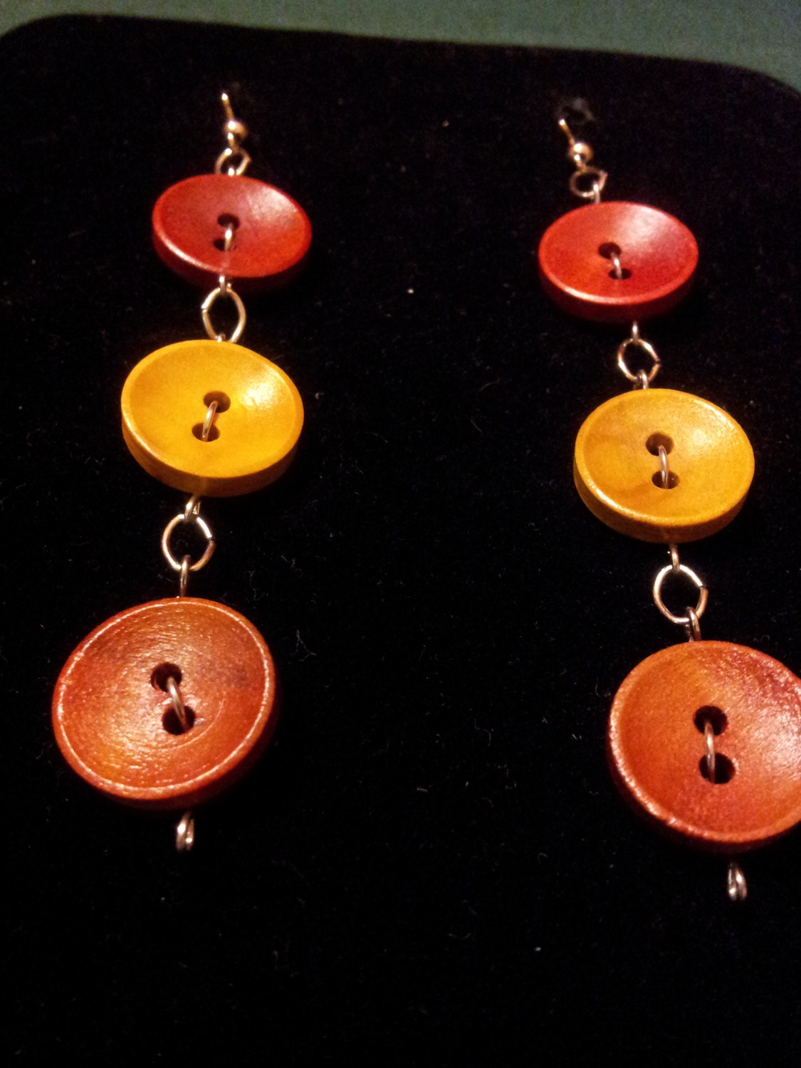 Unique Button Dangle Chandelier Teardrop Earrings