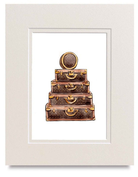 Watercolor Illustration, Louis Vuitton Vintage Trunk, Brown Monogram Art Print