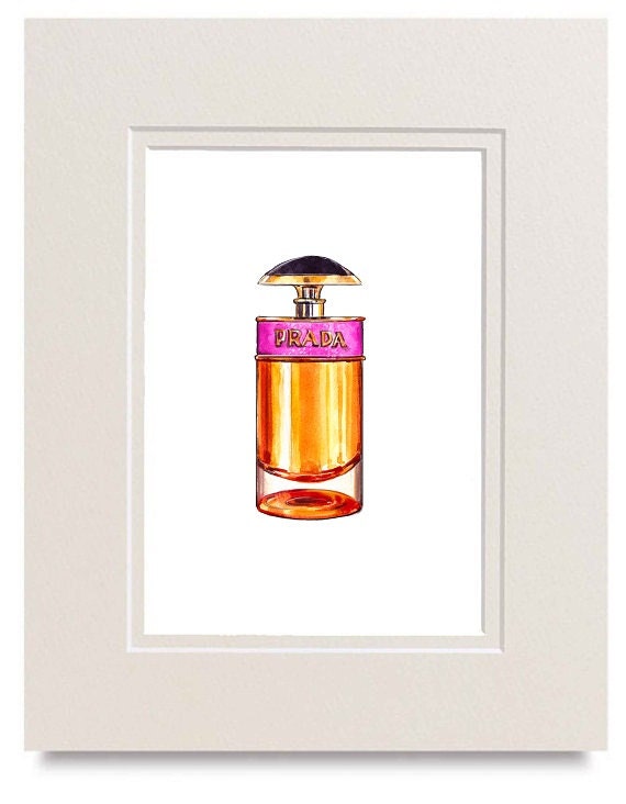 Prada Candy Perfume Bottle Fashion Illustration, Orange and Pink Art Decor Print