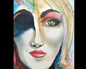 Original acrylic abstract woman 8 x 10 painting