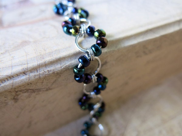 DNA Beaded Chainmaille Bracelet -  Multicolored Beaded Bracelet