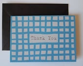 Checkered Thank You note - 4 bar / blue & grey