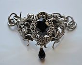 Victorian Gothic Bracelet,Dragon Bracelet,Gothic Bracelet,Swarovski Crystal Bracelet,Vintage Style Bracelet,Antique Silver,FABIA