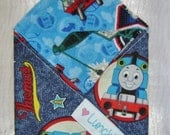 CLOTH NAPKIN Blue Thomas Tank Engine Print Reusable Double Sided Lined with Matching Flannel