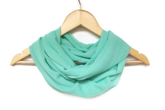 Chiffon Lightweight Mint Green Infinity Scarf, Infinity, Women Accessories, Soft