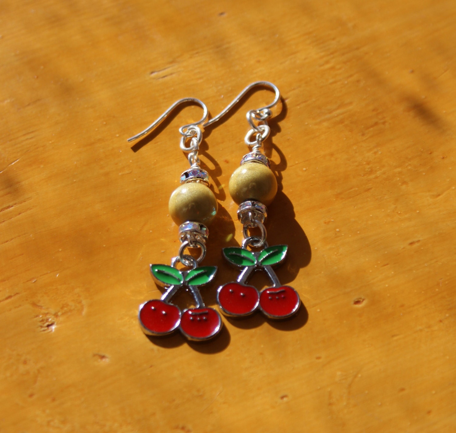 Sexy Rockabilly Cherry Red Earrings, Gorgeous, Fun and Flirty Dangle Drop Earrings, Inspired by Vintage Pin Up