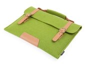 Suoran Macbook Bag Wool Felt Sleeve With Vegetable Leather Handle Briefcase Sleeve Case Portable Laptop bag for Macbook Pro 15 inch