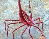 Red wire wrapped scorpion sculpture with Swarovski crystal,Scorpio birth sign sculpture,Scorpio,Scorpio birth signs collectables