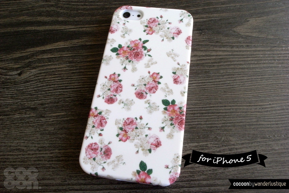 SALE30%OFF: iPhone 5 Case - Retro Floral Print iPhone Case // Rose, Cottage Chic, Flower, Gift for Her, Vintage Style, 1960's, Pink, Pattern