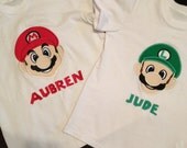 Mario and Luigi monogram applique matching