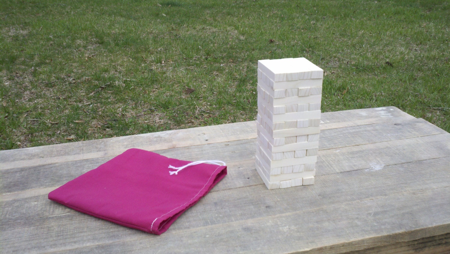 60 PC Poplar "Jenga" Set, Hand Made Classic Game, All Natural, Unfinished, Untreated Wood