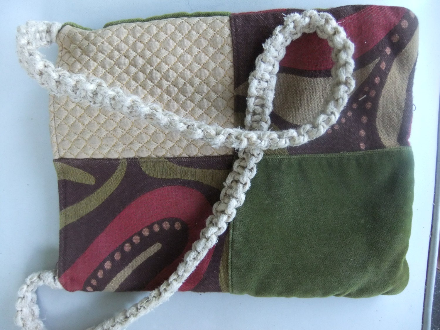 Handmade Patchwork Macrame Artisan Purse