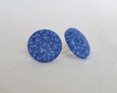Blue Bell fabric covered button earrings