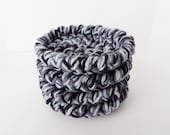 Drink Coasters Absorbent Handmade Set of 4, Black, Charcoal, Silver Crochet Cotton