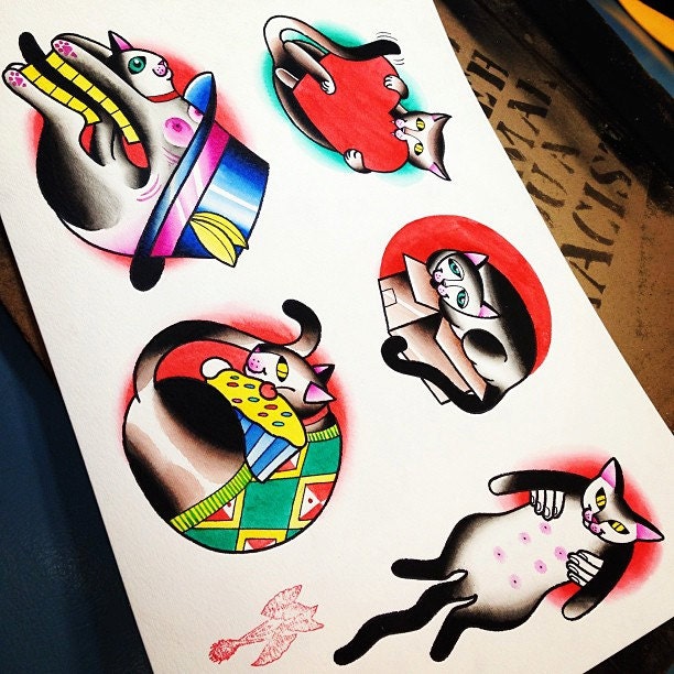 Traditional Tattoo Flash Watercolor