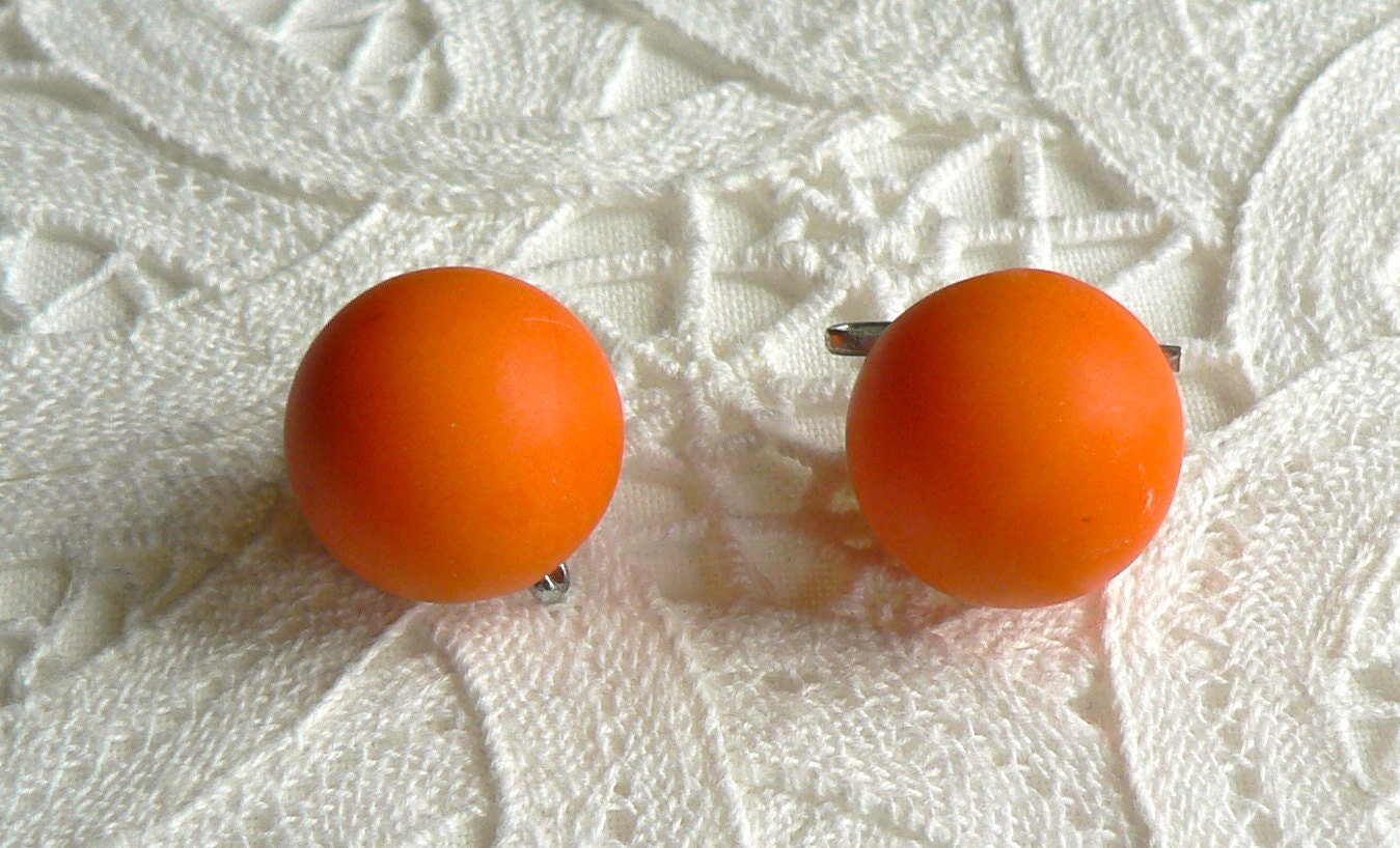 Orange Round Toggle Buttons Circa 1960