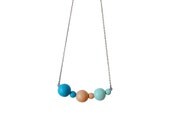 Polymer clay necklace, Beaded necklace, Pastel necklace, Spring necklace, Mint necklace, Peach necklace