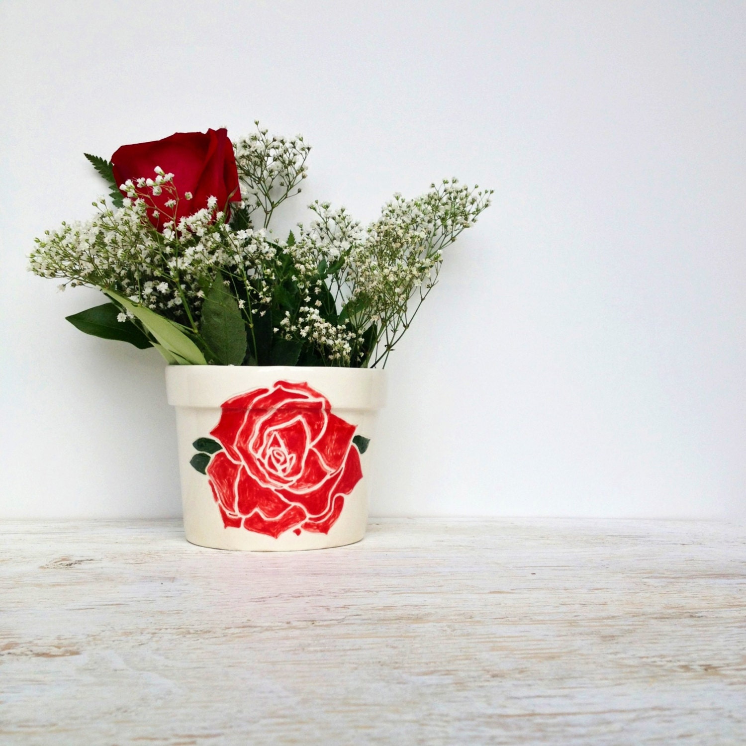 Ceramic Planter - Red Rose Home Decor - Ceramics and Pottery