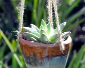 Seafoam Green and Blue Ombre Hanging Succulent Planter