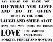 Family Rules Print, Subway Art, Wall Art, Motivational Art, Inspirational Art, Black and White,  8x10 Print