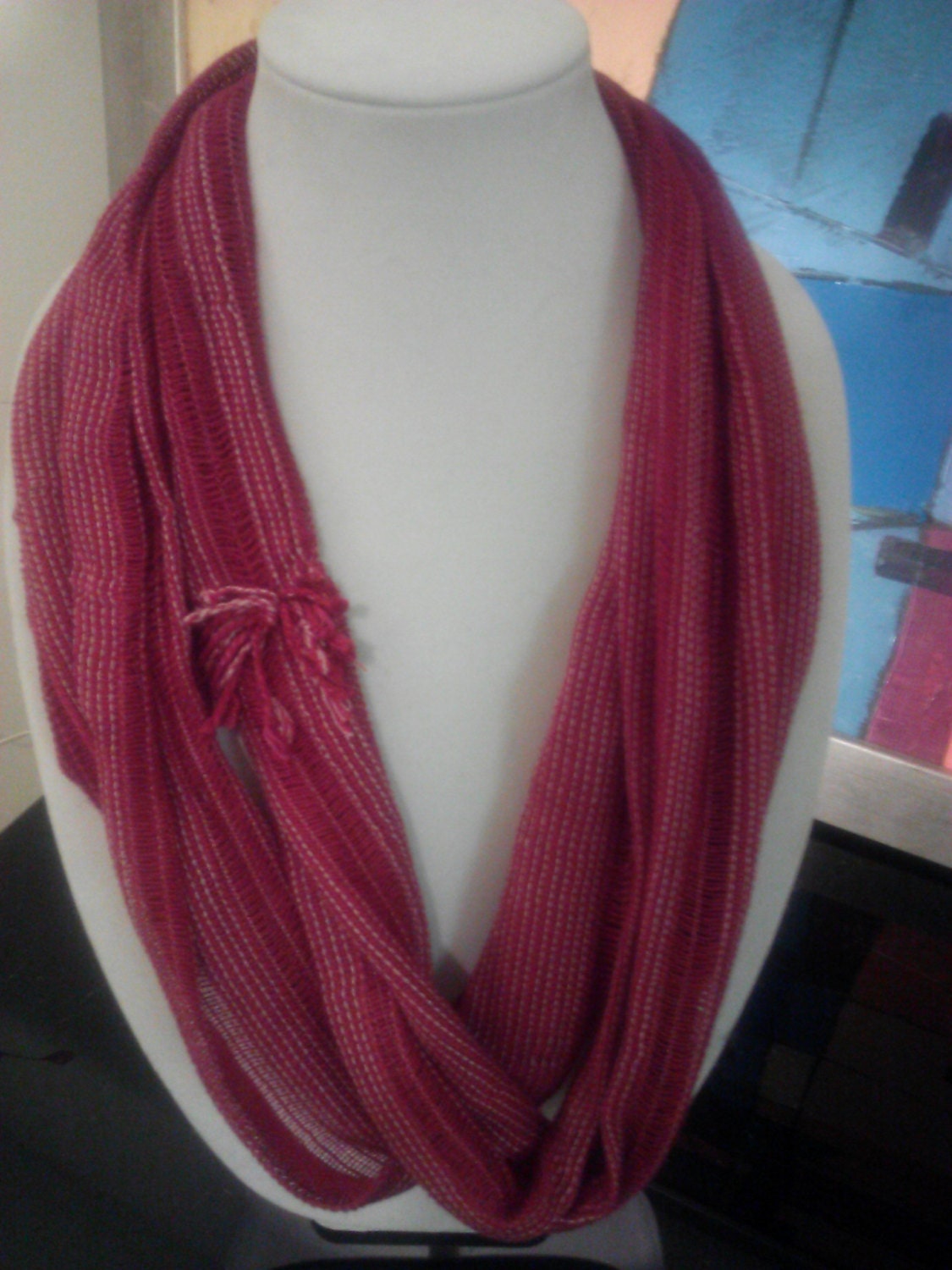 Red viscoe/ploy/cotton infinity scarf