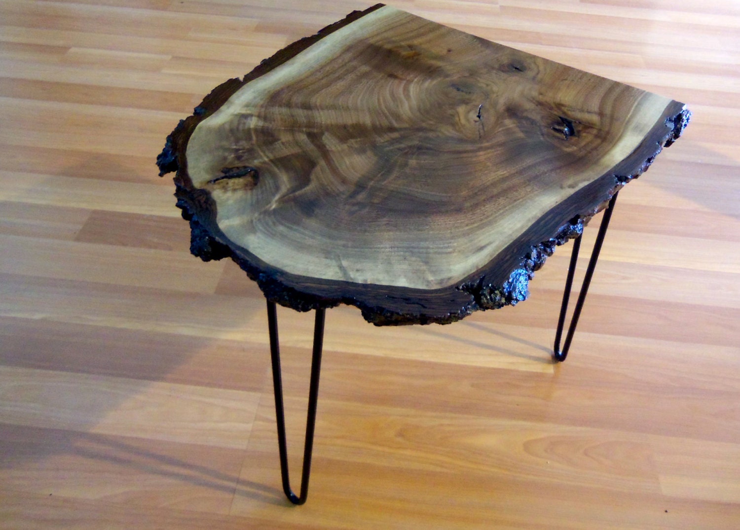 Live Edge Black Walnut Tree Stump Side Table
