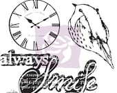 Prima "Lyric" Mini Stamp Set (Vintage Minis)  - Clear Stamp Set - 6 pcs