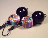 Confetti - Multicolored Handmade Polymer Clay & Glass Drop Earrings