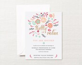 Floral Pink and Mint Floral Wedding Invitation Printable - garden wedding invite, spring rsvp / reply card set Il_170x135