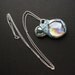 Aqua Blue Glass Necklace - blue, aqua blue, transparent, silver, dichroic - Magnifying Necklace - Light Blue Statement Necklace