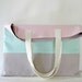 Linen Flate Tote Bag Color Blocked in Pastel Pink, Mint  and Grey - Beach, Shopping, Weekends