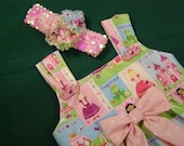 Pink Princess Toddler Dress with Shabby Flower headband and matching bloomer panties Size 2T