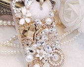 Luxury Gem Camellia iPhone 4 case iphone 4s case iphone 5 cases iphone hard case iphone cover bling case handmade