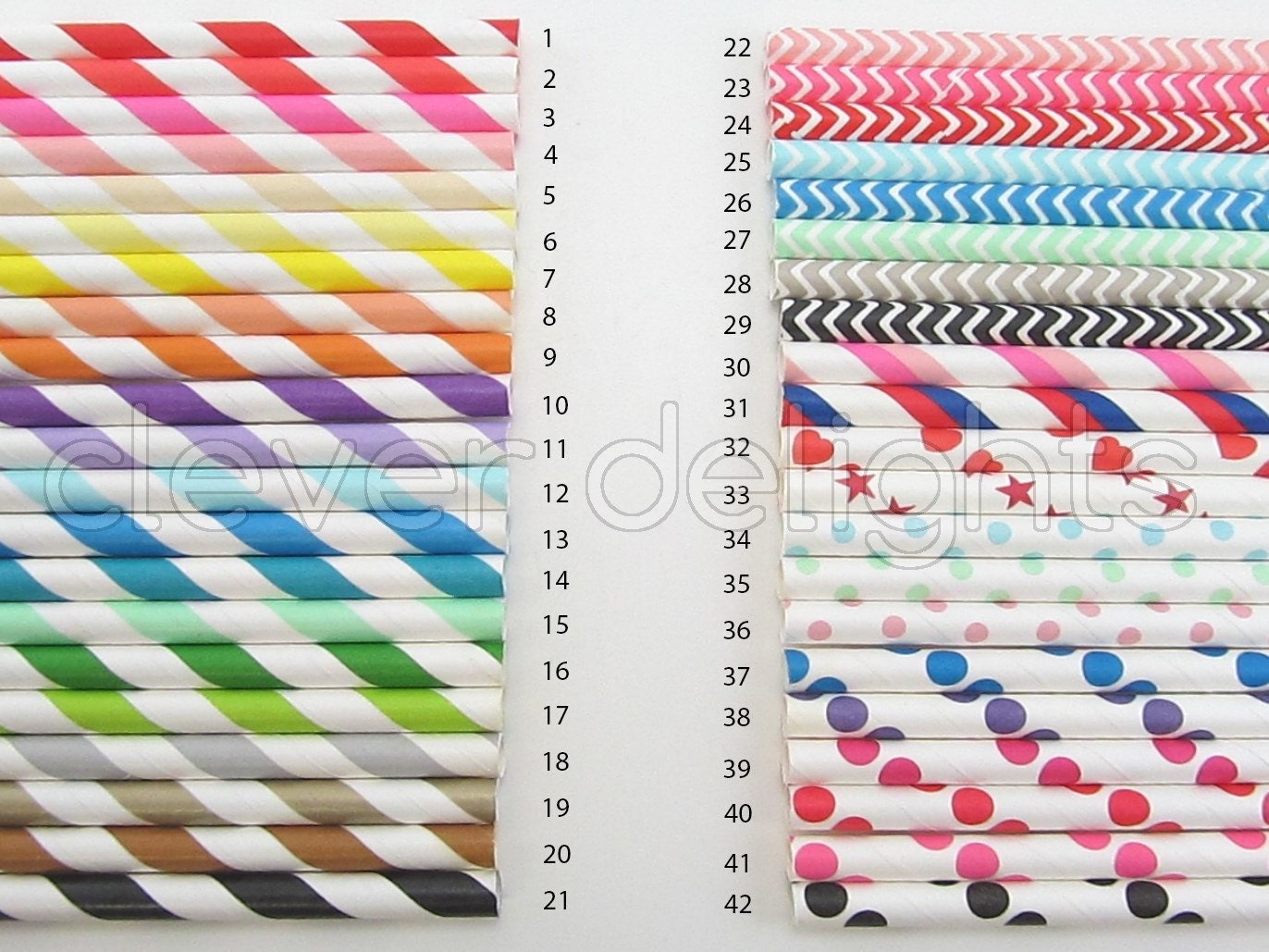 200 Paper Straws - Pick Your Colors - Mix and Match - Eco-Friendly Biodegradable Paper Straws - Striped Polka Dot Star
