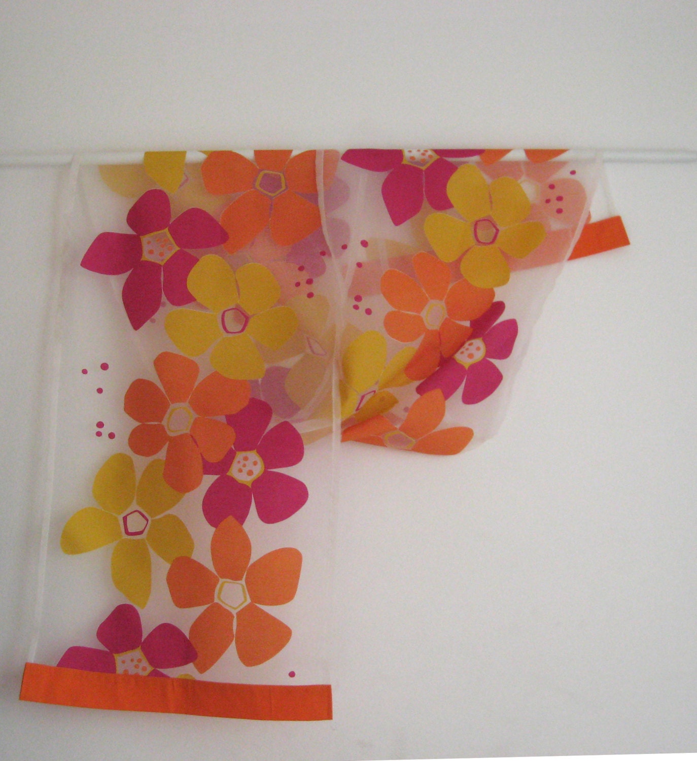 Spring time summer bright pink orange  yellow flowers table cloth,runner Floral modern bright colors kitchen dining room,home decor