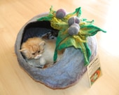 Cat bed/ No 33 /Size L, XL/Cat cave with FREE Cat Ball/Cat house/Handmade/Pets bed/Dog bed/ Wool cat bed/Felted cat bed/Felted cat cave
