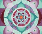 Star of David Mandala, Canvas Print from an Original Illustration, 30x30 cm, wooden frame, acrilic colours