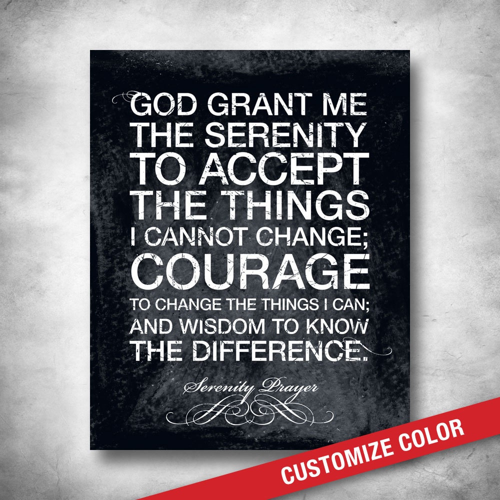 Subway Art. Inspirational Quote. Modern Typography. Serenity Prayer. AA Saying. CUSTOM COLOR. 16x20 Fine Art Print