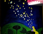 An interpretation of the Original Art from Disney's Tangled: 16x20 Acrylic on Canvas