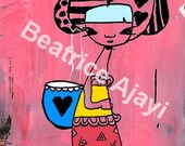 Black Heart Empress, whimsical, empress, Asian style, cute, art,digital, girls, print