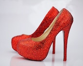 handmade shoes Sexy Red Crystal  wedding shoes 14cm tall high-heeled shoes,party shoes,BFsole Bridal Shoes (MORE COLORS AVAILABLE)