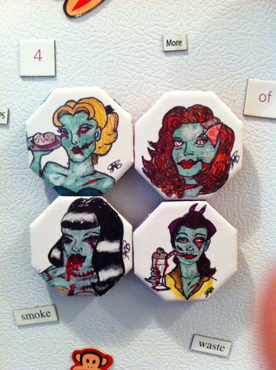 Zombie Pin-up Magnets set of four