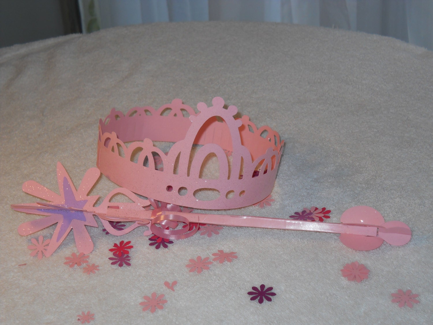 6 2-Piece Princess Party Crown Activity Set and Wand in Pink great for a Princess Party