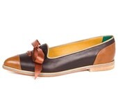 Brown leather flat shoes, Smoky Topaz Moccasin