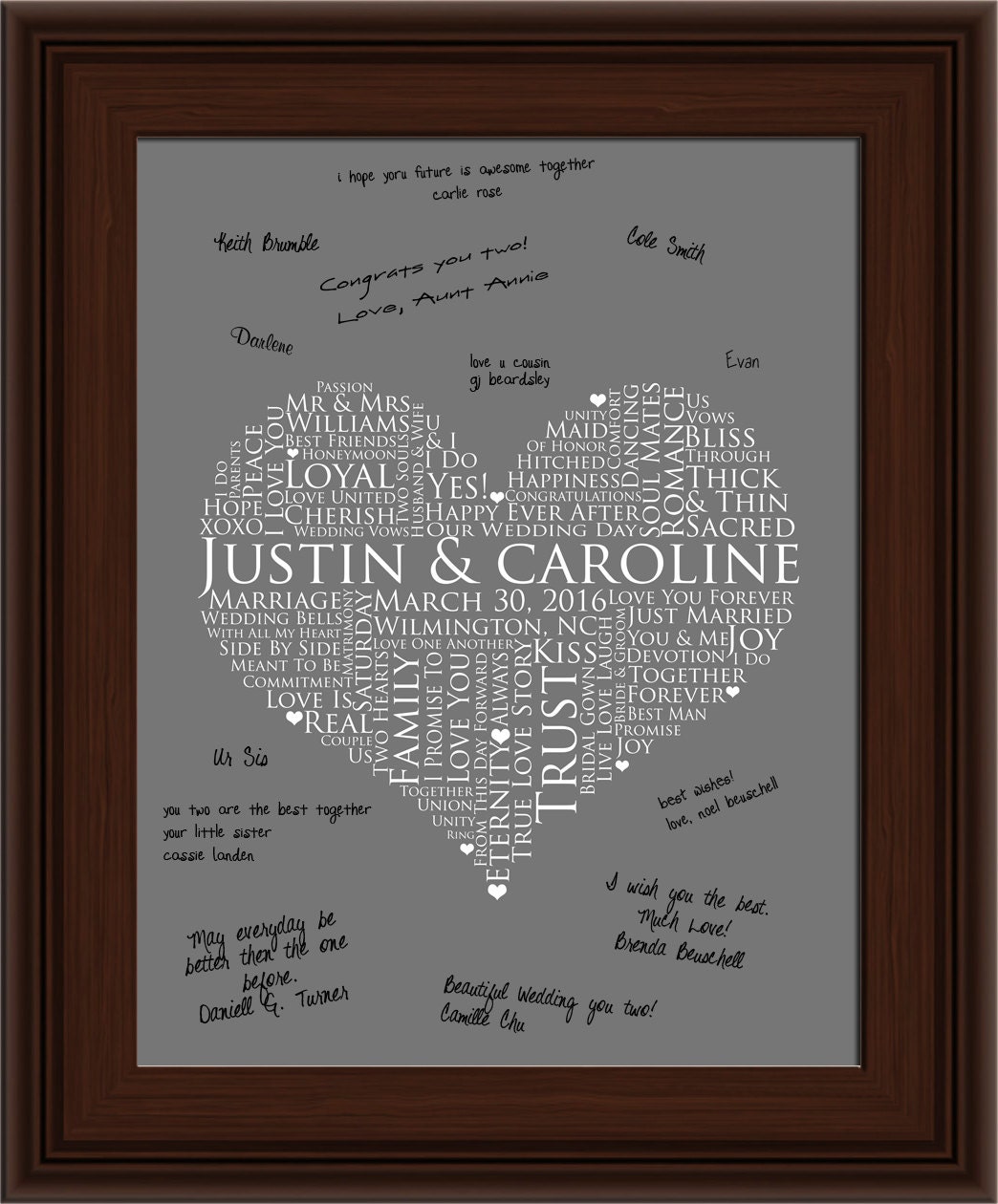 CUSTOM 16X20 canvas order signature GUESTBOOK, Wedding Keepsake love, personalized wedding word art