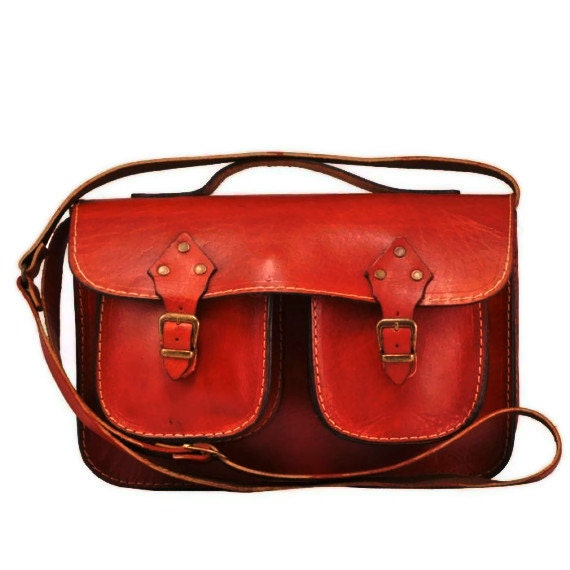 Retro Design ,Orange ,Leather Messenger Bag ,Tote bag ,ipad Bag ,for men ,for women ,unisex ,mothers day gift ,under 100 ,MADE TO ORDER