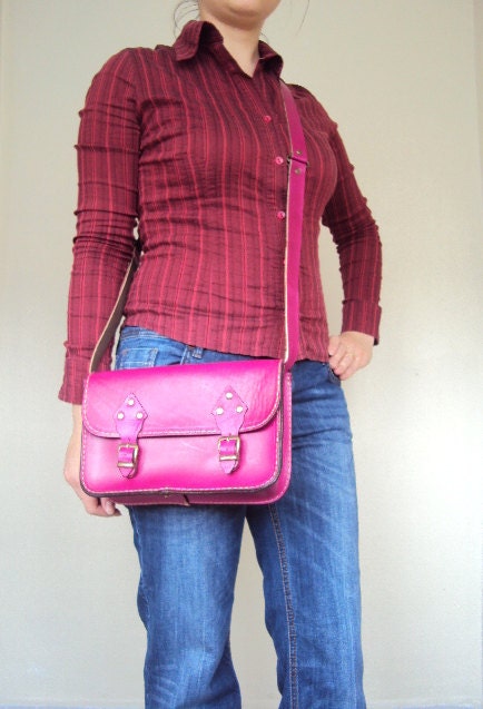 Magenta Pink Messenger Bag ,Medium ,for men ,for women ,unisex ,mothers day gift ,for her ,for him ,100% handmade